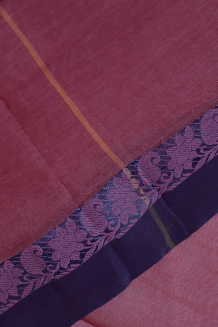 Elegant Bengal  Pure Cotton Saree in Raspberry with Floral Motifs Border - Perfect for Daily Wear view 3