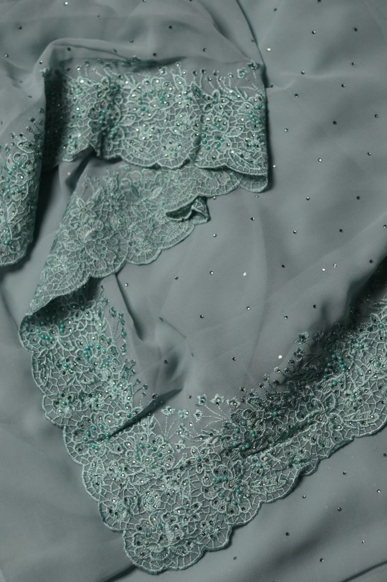 Classic Fancy Saree in Seafoam Green view 2