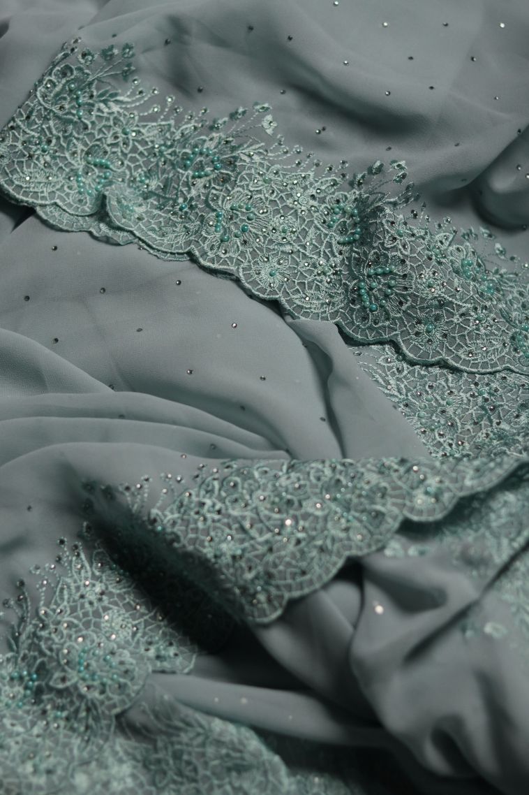 Classic Fancy Saree in Seafoam Green view 1