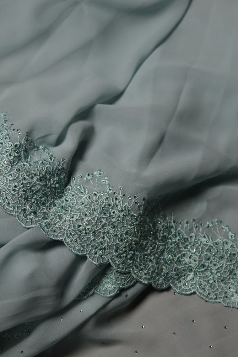 Classic Fancy Saree in Seafoam Green view 3