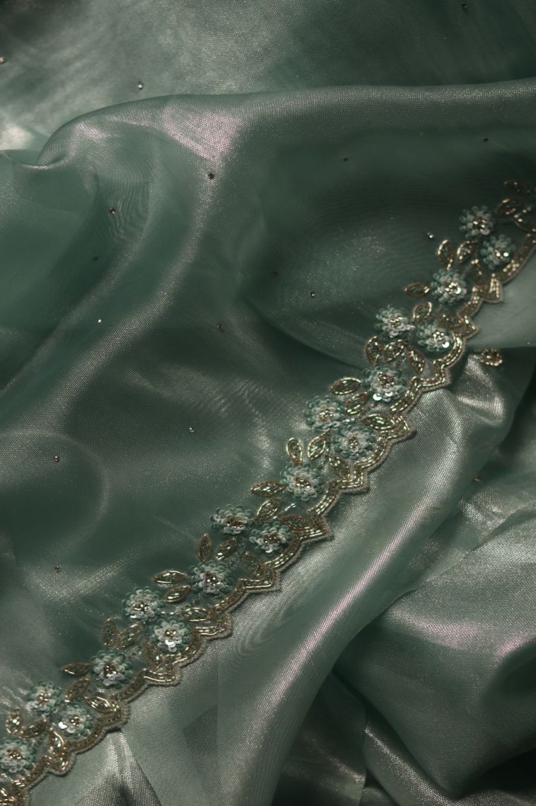 Graceful Teal Fancy Saree view 1