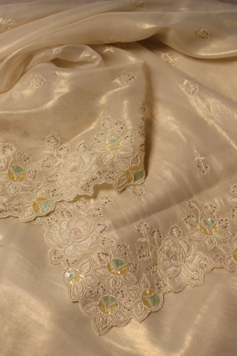Fancy Saree in Mustard Yellow Shade view 2