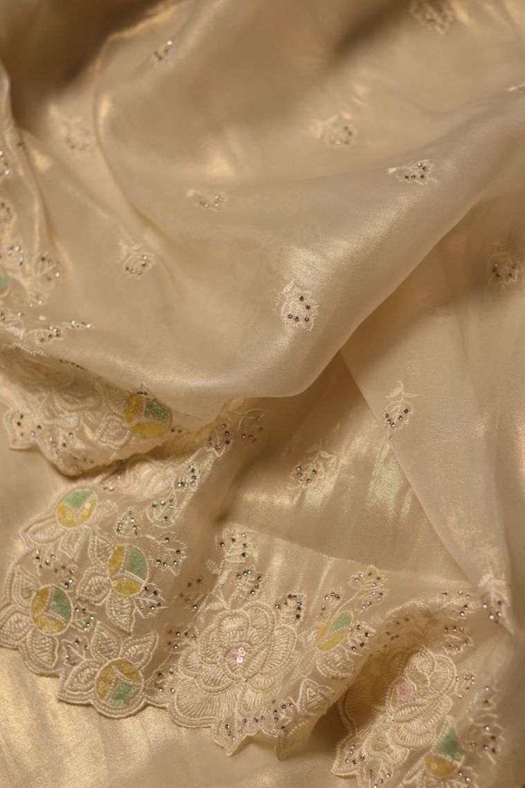 Fancy Saree in Mustard Yellow Shade view 4