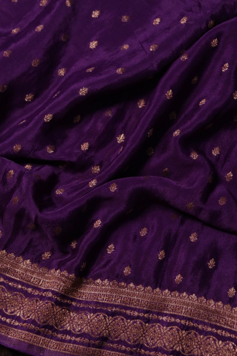 Modern Banarasi Saree in Deep Purple with Designer Abstract Motif Border view 1