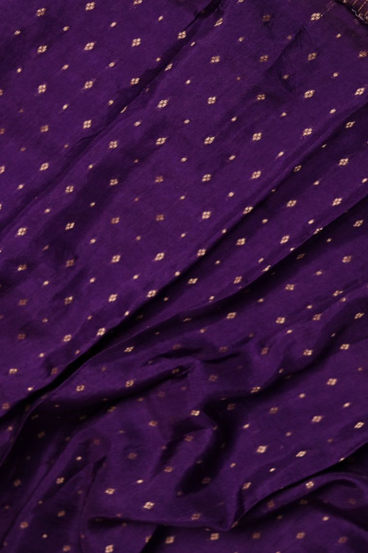 Elegant Banarasi Saree in Purple with Designer Floral Motifs Border view 3