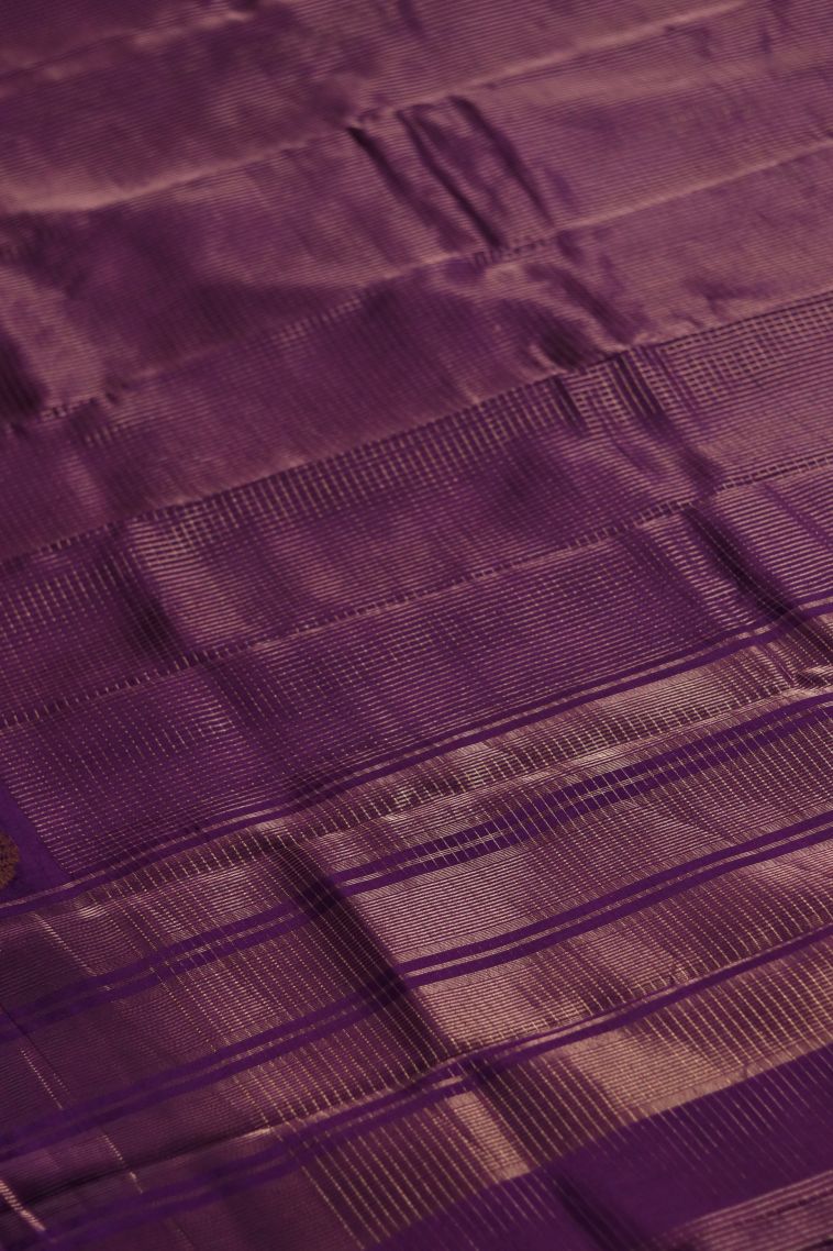 Elegant Banarasi Saree in Purple with Designer Floral Motifs Border view 2