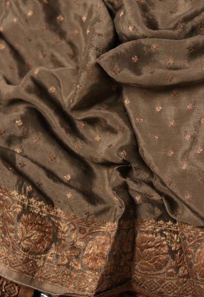 Festive Wear Mocha Brown Banarasi Saree - Comfortable and Stylish