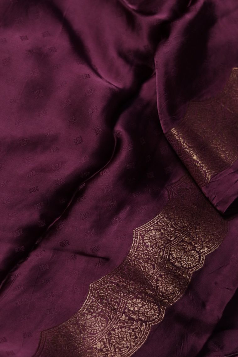 Graceful Deep Purple Banarasi Saree view 2