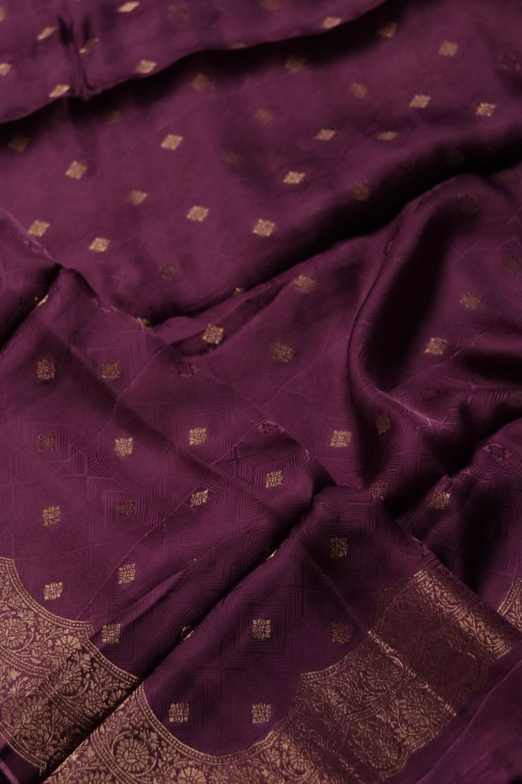 Graceful Deep Purple Banarasi Saree view 1