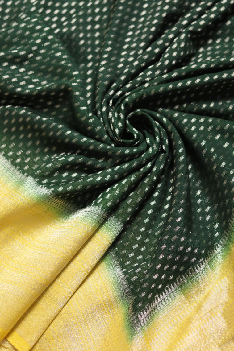 Everyday Wear Dark Green Banarasi Saree - Comfortable and Stylish view 1