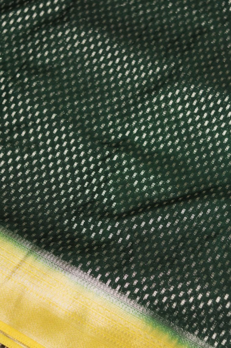 Everyday Wear Dark Green Banarasi Saree - Comfortable and Stylish view 4