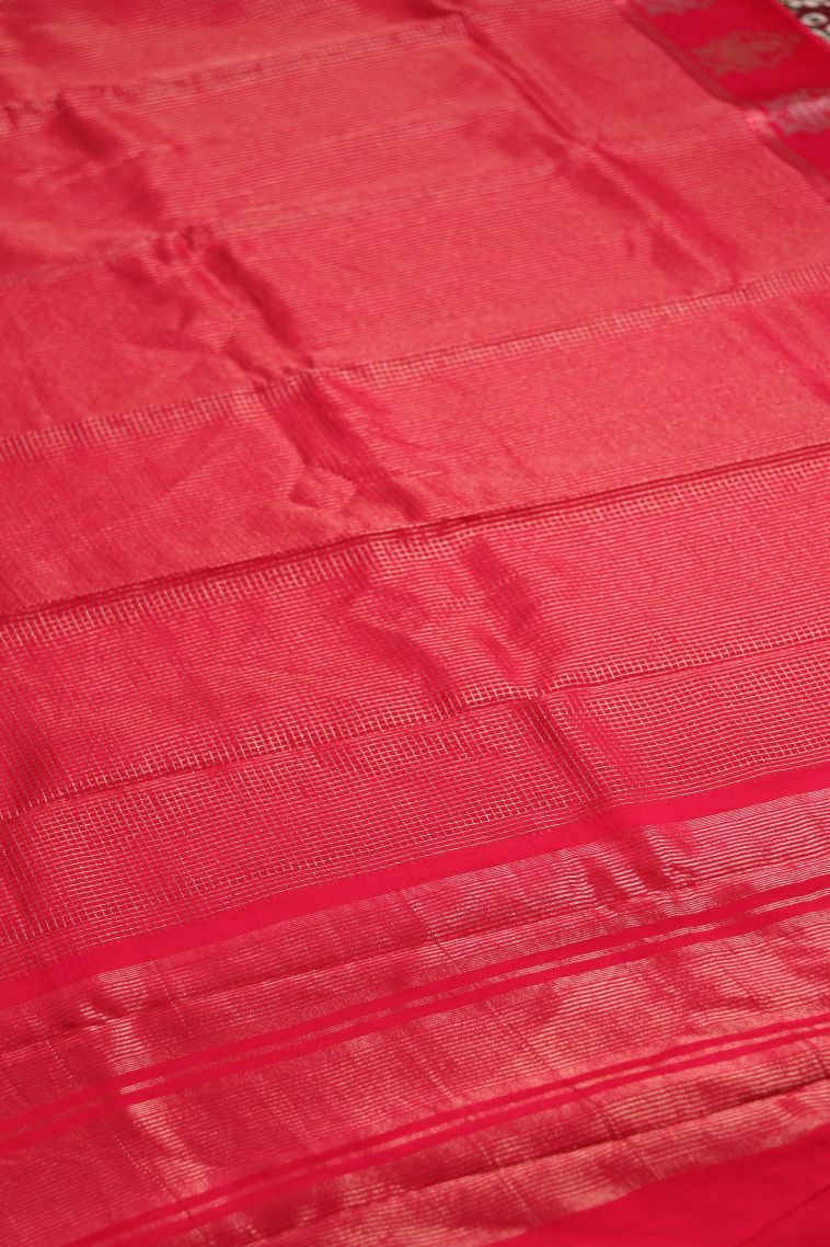 Modern Banarasi Saree in Red-orange (kumkuma Red) with Designer Abstract Motif Border view 2