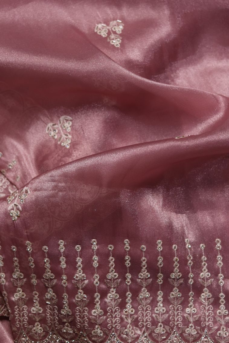Party Wear Fancy Saree in Pink with Woven Accents view 4