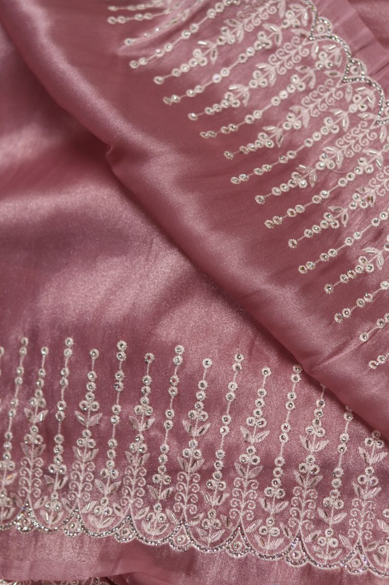 Party Wear Fancy Saree in Pink with Woven Accents view 3