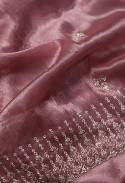 Party Wear Fancy Saree in Pink with Woven Accents
