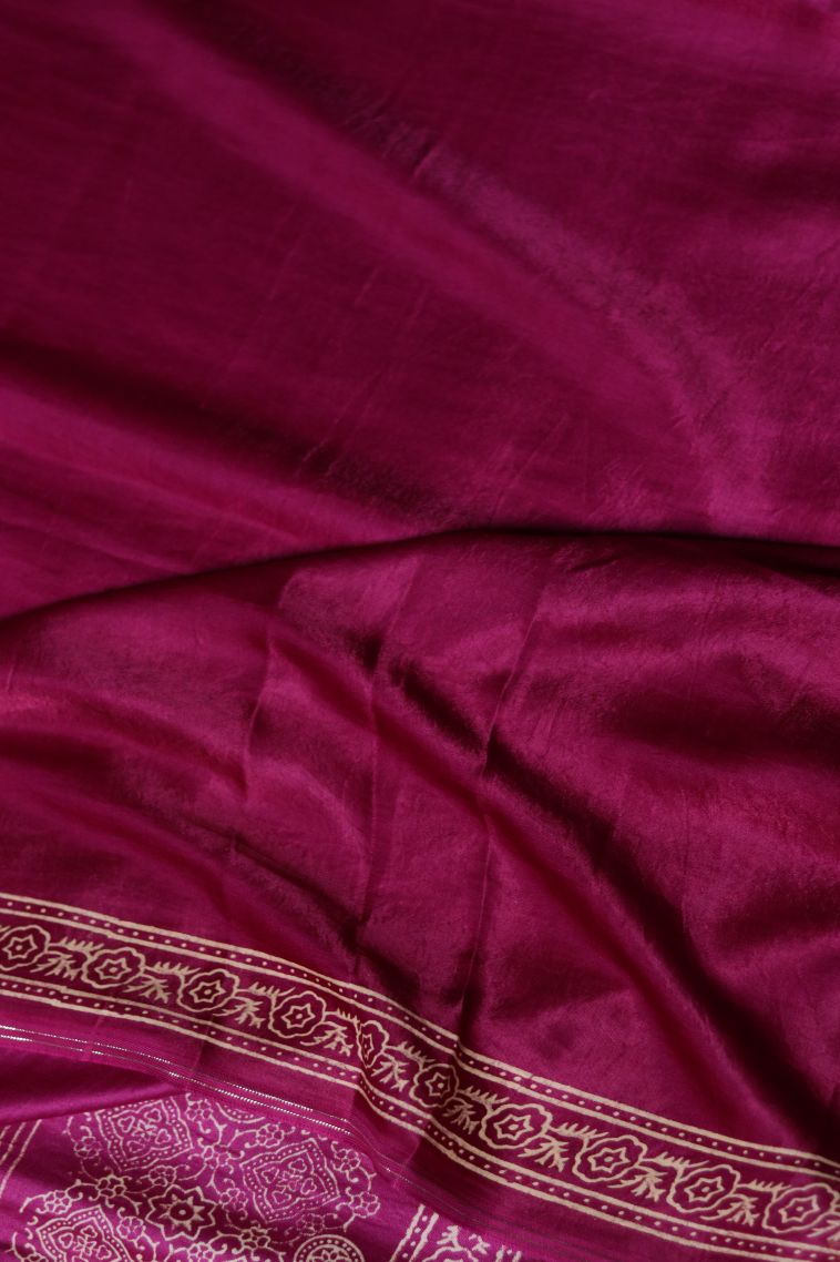 Modern Modal Silk Saree in Rani Pink with Designer Floral Motifs Border view 3