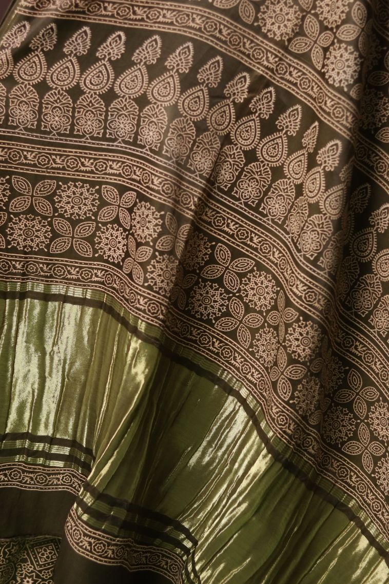 Festive Collection Modal Silk Saree with Rich Geometric and Copper Highlights view 2