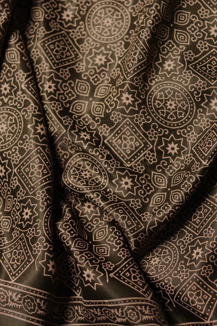 Festive Collection Modal Silk Saree with Rich Geometric and Copper Highlights view 4