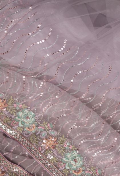 Designer Fancy Saree in Pastel Pink with Elegant Floral Motifs Border