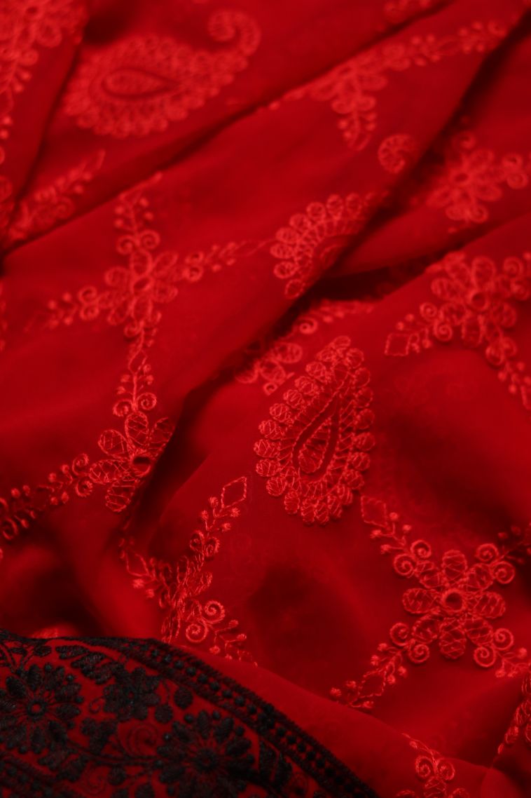 Party Wear Red Fancy Saree - Comfortable and Stylish view 4
