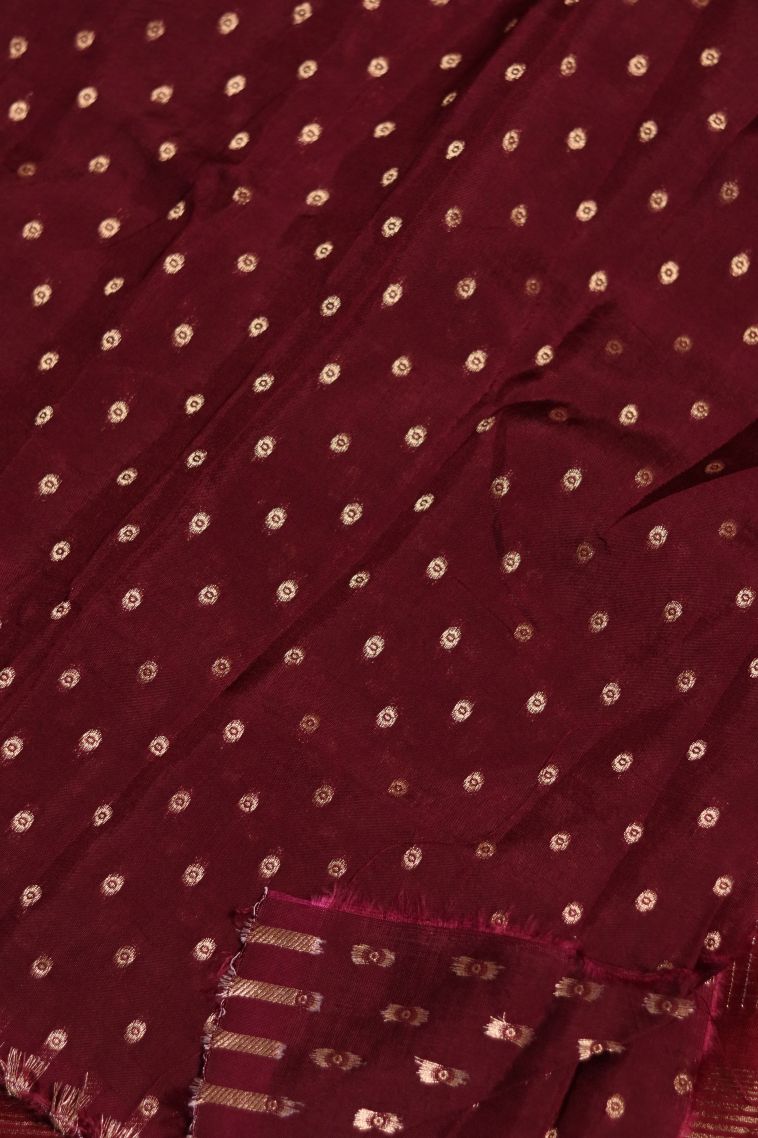 Traditional Banarasi Saree in Brick Red with Designer Abstract Motif Border view 3