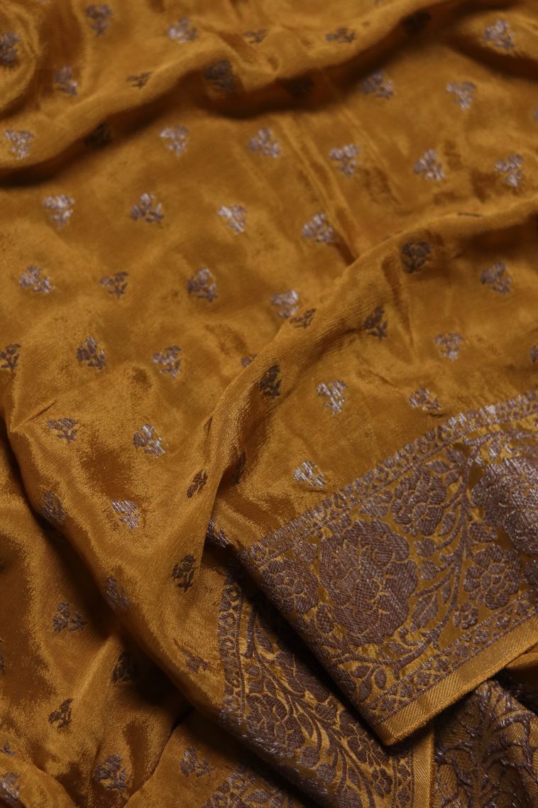 Elegant Wear Dark Mustard Yellow Banarasi Saree - Comfortable and Stylish view 1