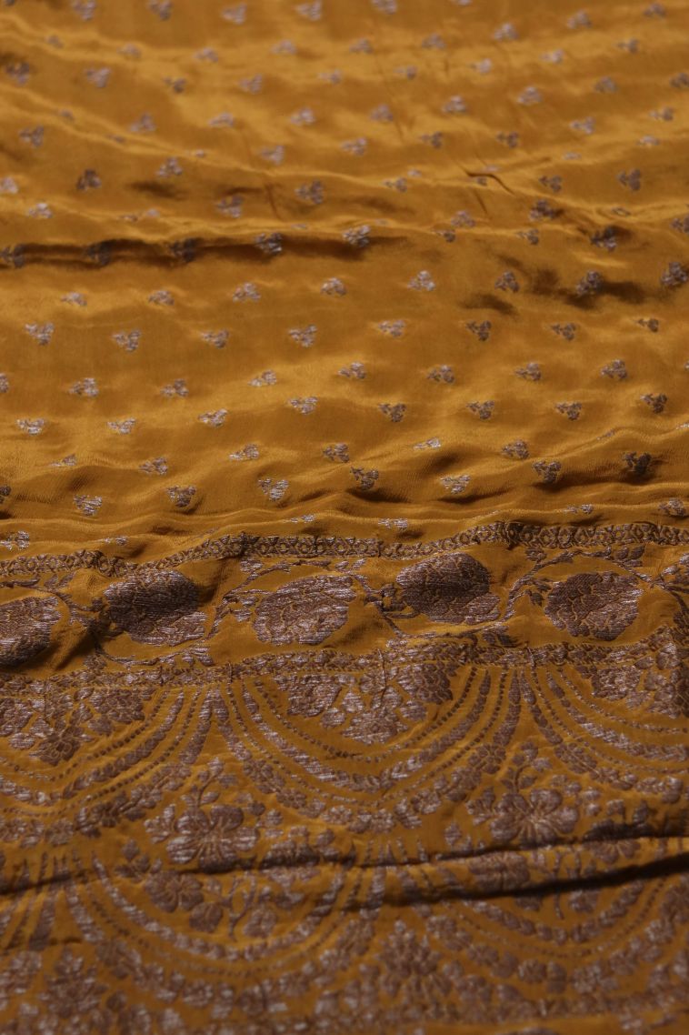 Elegant Wear Dark Mustard Yellow Banarasi Saree - Comfortable and Stylish view 2