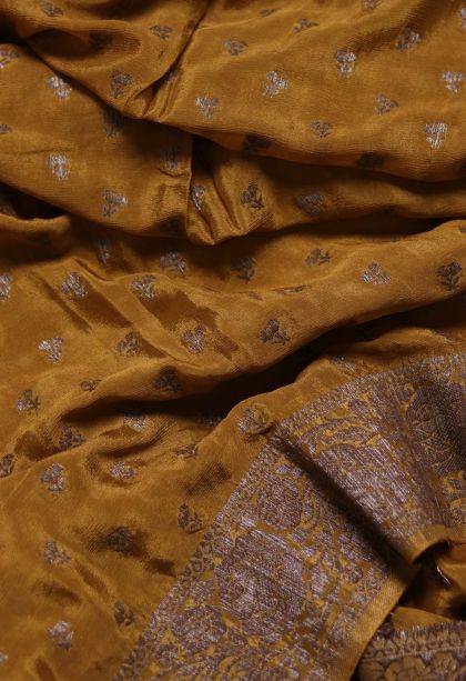 Elegant Wear Dark Mustard Yellow Banarasi Saree - Comfortable and Stylish