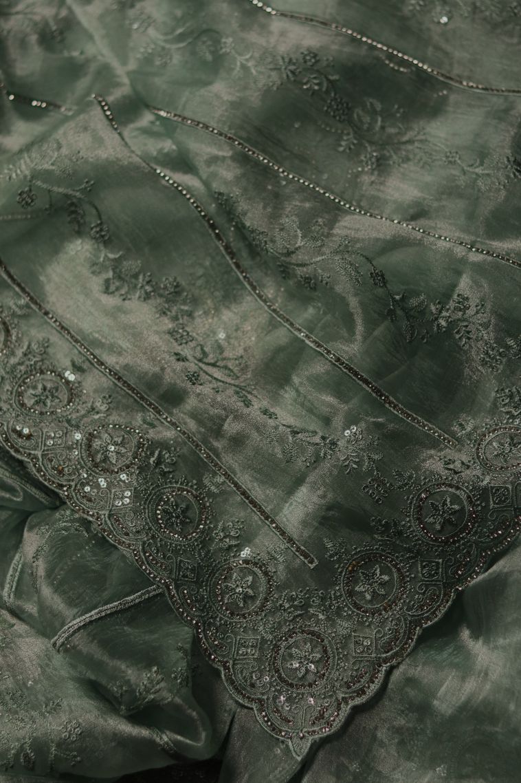 Fancy Saree with Stripes and Floral Motifs - Timeless Style view 2