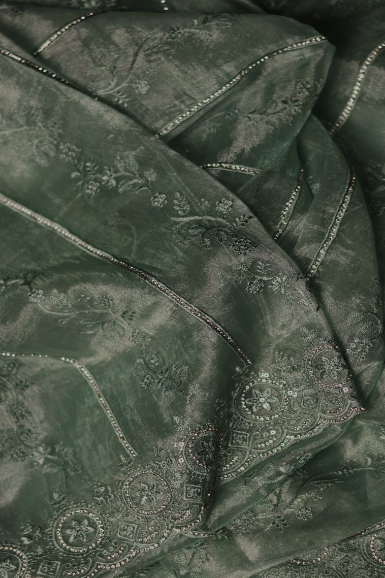 Fancy Saree with Stripes and Floral Motifs - Timeless Style view 4
