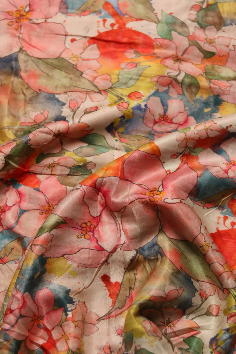 Classic Printed Modal Silk Saree Featuring Floral Work view 4