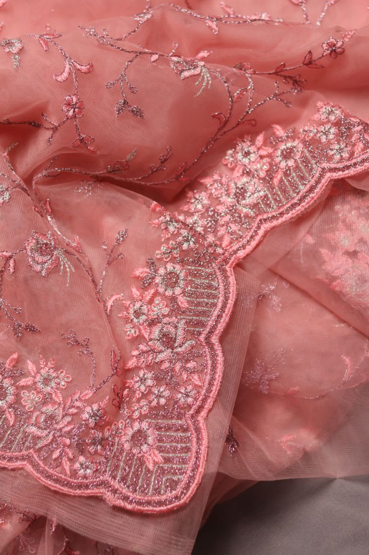 Party Wear Fancy Saree in Pink with Embroidery Accents view 1