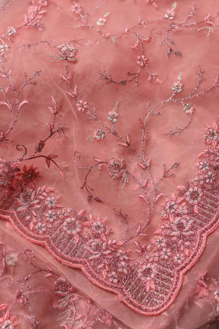 Party Wear Fancy Saree in Pink with Embroidery Accents view 2