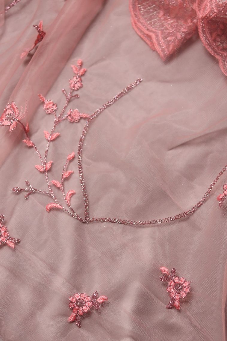 Party Wear Fancy Saree in Pink with Embroidery Accents view 3