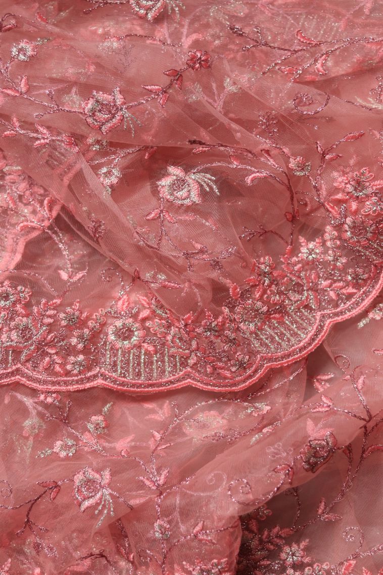 Party Wear Fancy Saree in Pink with Embroidery Accents view 4
