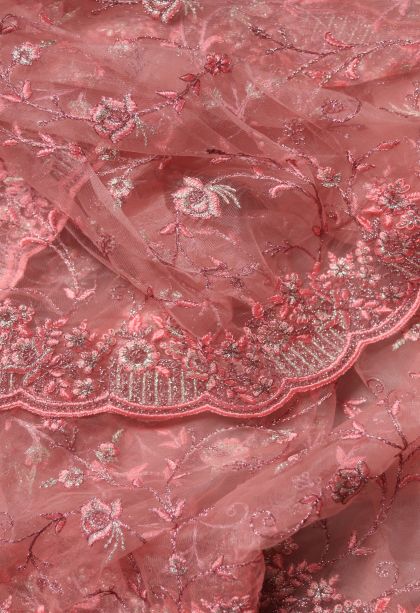 Party Wear Fancy Saree in Pink with Embroidery Accents