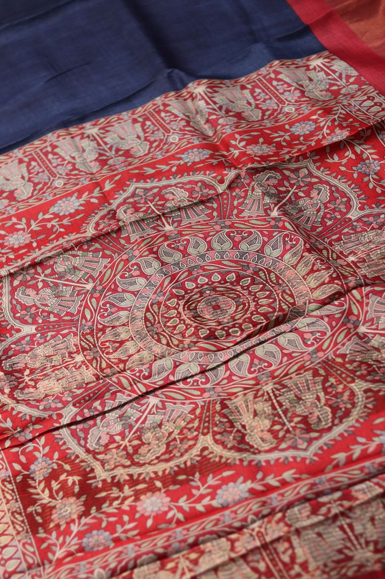 Elegant Tusser Silk Saree with Abstract Motif Border - Perfect for Festive view 1