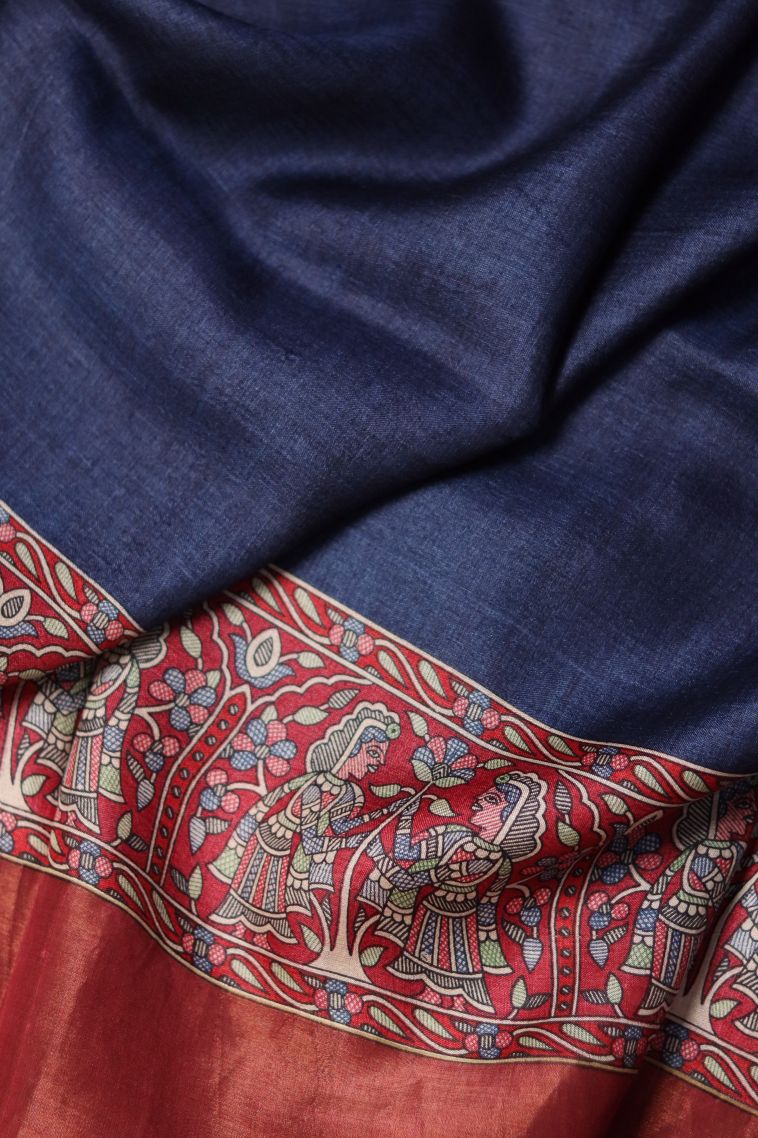 Elegant Tusser Silk Saree with Abstract Motif Border - Perfect for Festive view 3