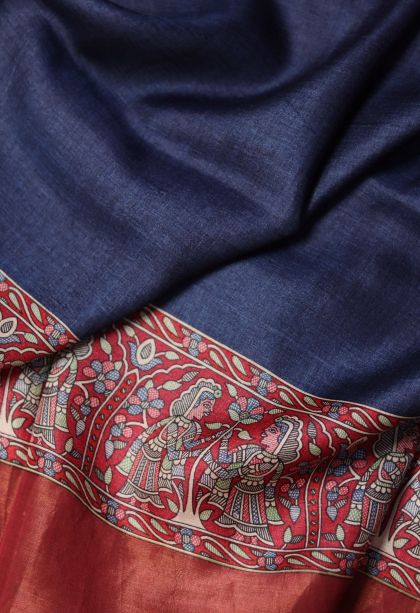 Elegant Tusser Silk Saree with Abstract Motif Border - Perfect for Festive