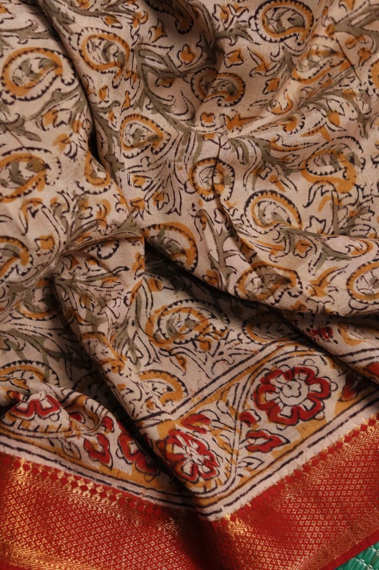 Classic Chanderi Saree in Dark Brown view 3