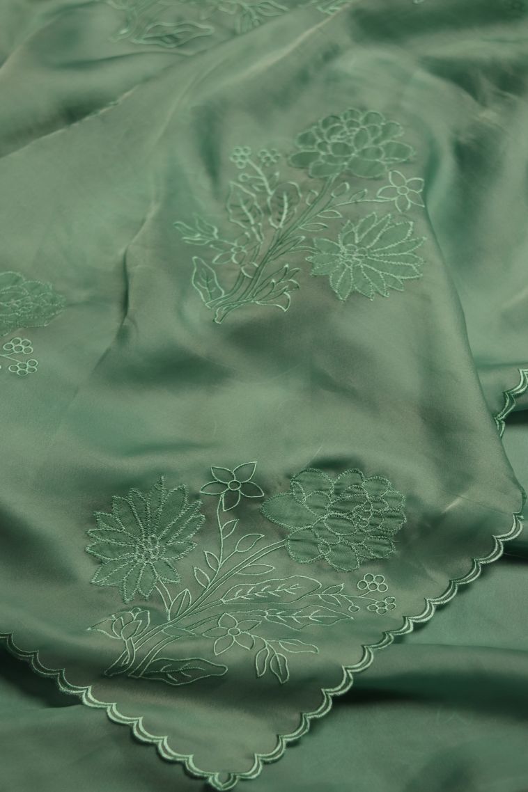 Festive Wear Teal Organza Saree - Comfortable and Stylish view 2