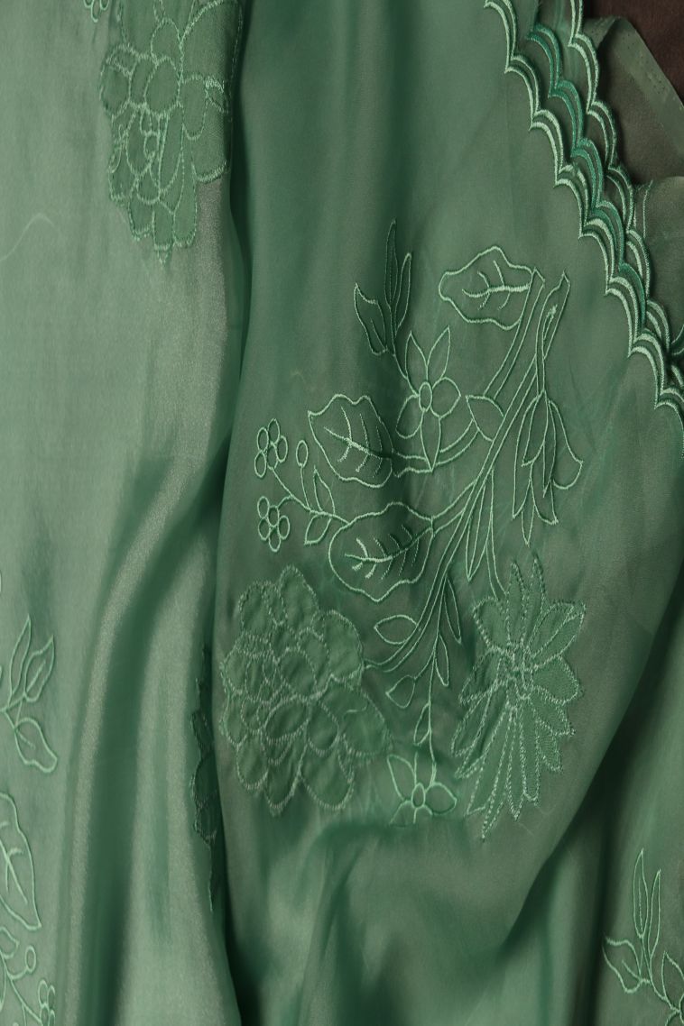 Festive Wear Teal Organza Saree - Comfortable and Stylish view 4