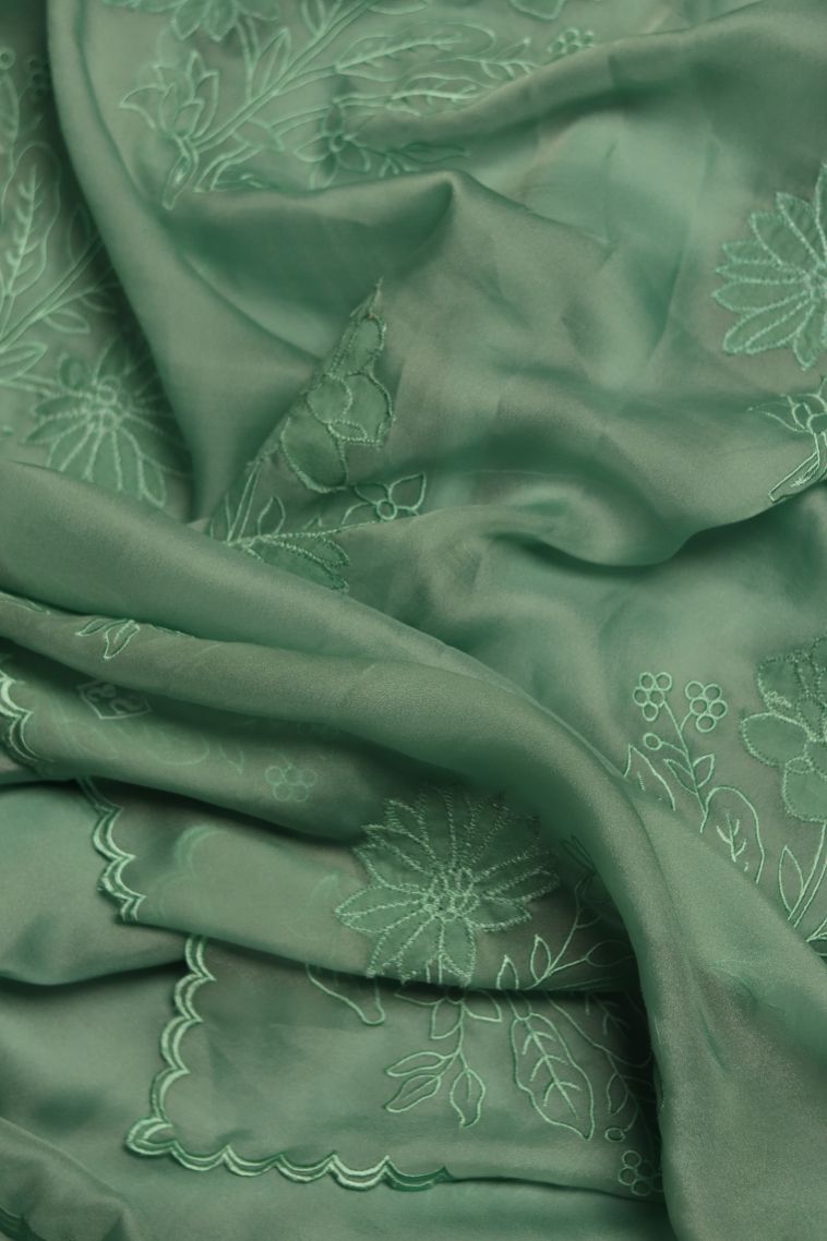 Festive Wear Teal Organza Saree - Comfortable and Stylish view 1