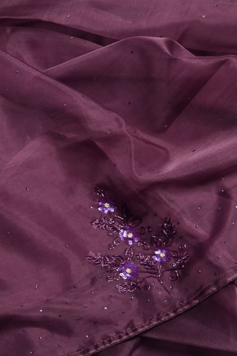 Graceful Purple Organza Saree view 4