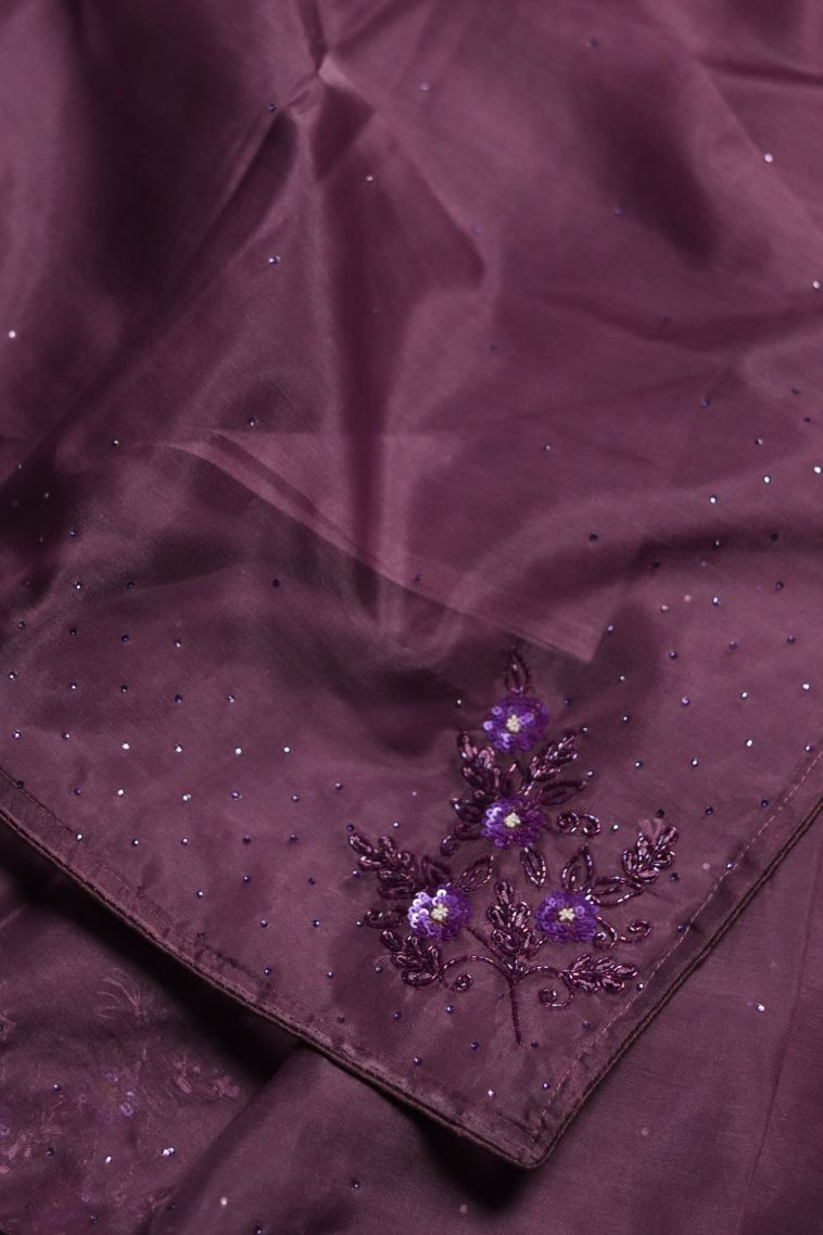 Graceful Purple Organza Saree view 2
