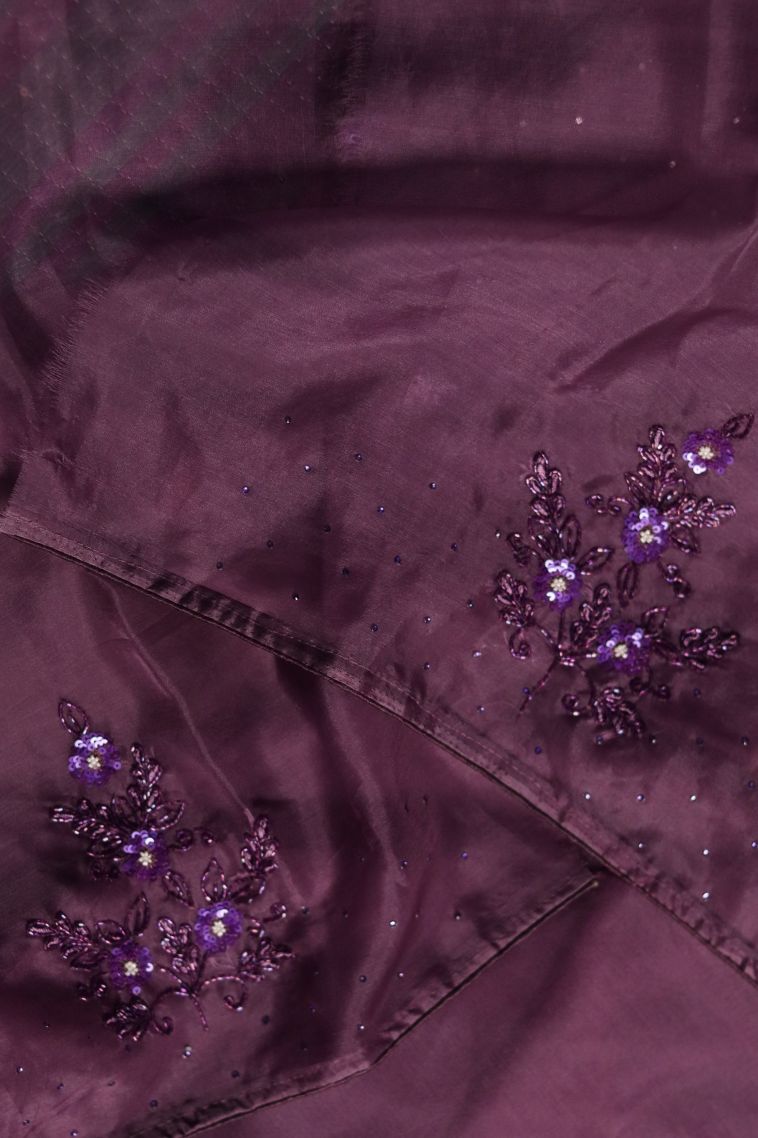 Graceful Purple Organza Saree view 3