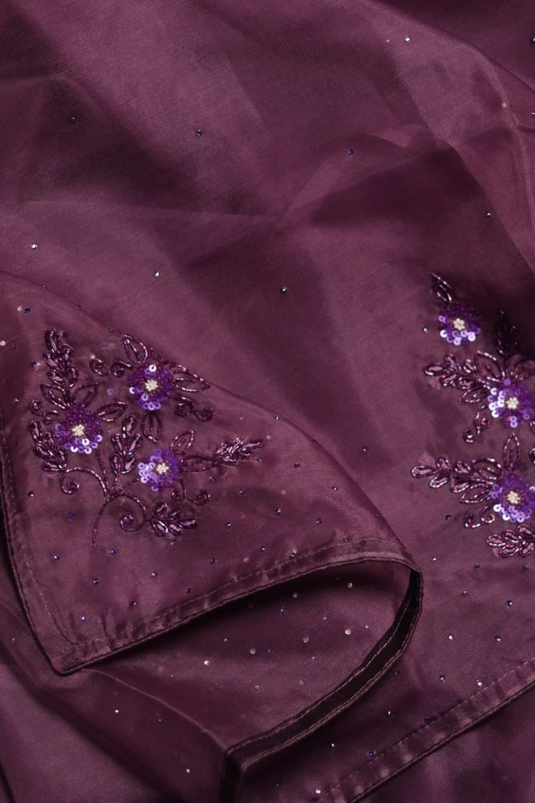 Graceful Purple Organza Saree view 1