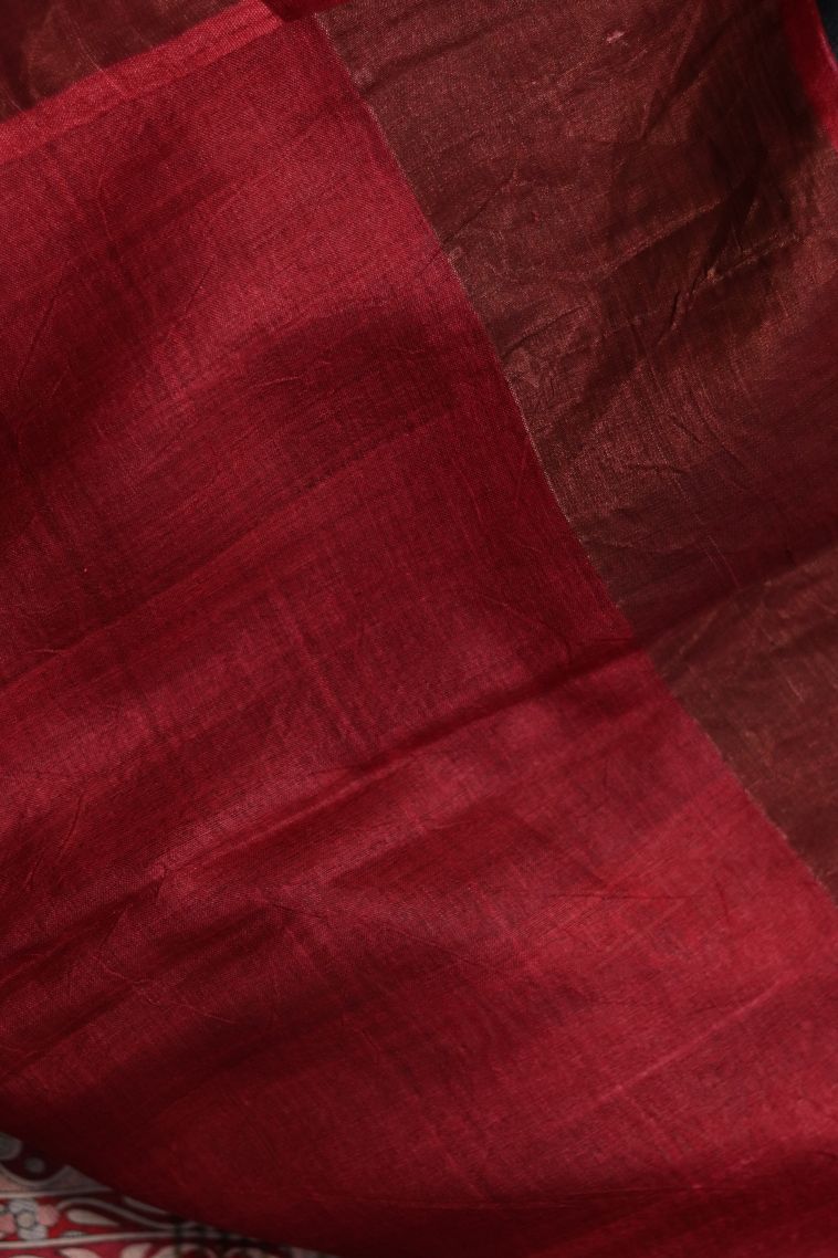 Festive Wear Tusser Silk Saree in Blue-Grey with Printed Accents view 2