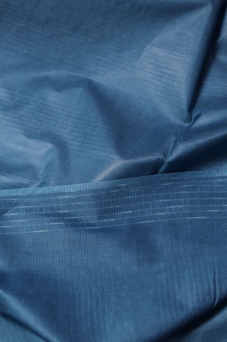Festive Wear Tusser Silk Saree in Blue with Woven Accents view 3