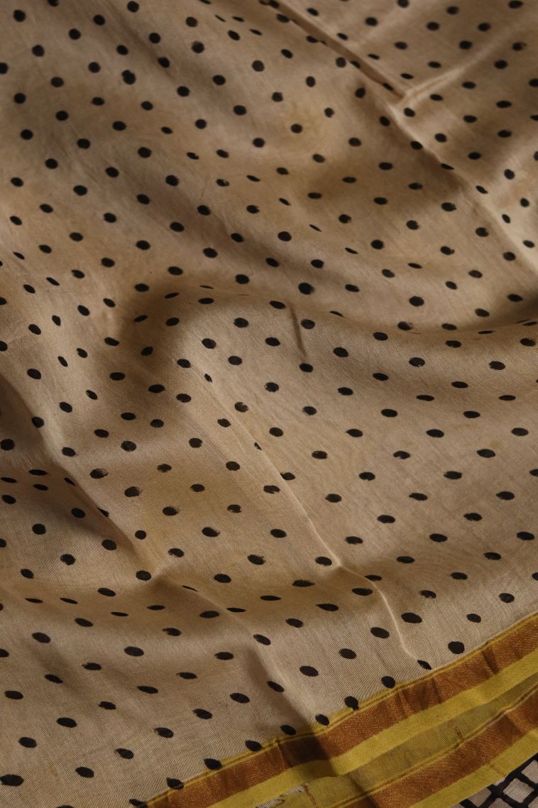 Festive Wear Chanderi Saree in Pastel Yellow with Printed Accents view 3